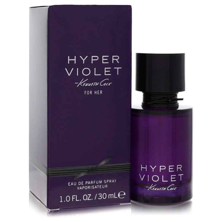 Hyper Violet by Kenneth Cole women's eau de parfum spray, 1 oz, featuring a violet and floral fragrance with elegant packaging