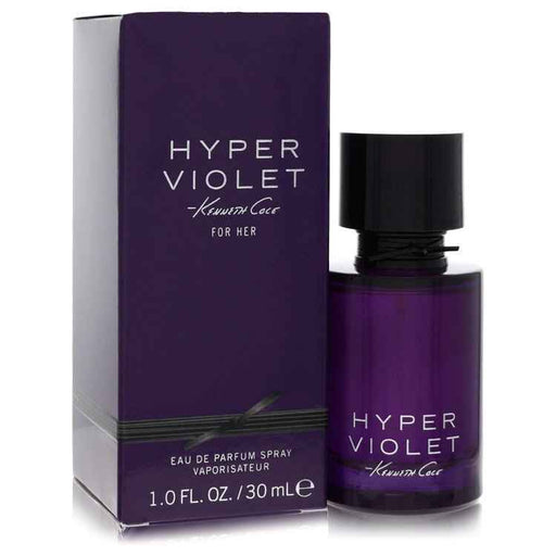 Hyper Violet by Kenneth Cole women's eau de parfum spray, 1 oz, featuring a violet and floral fragrance with elegant packaging