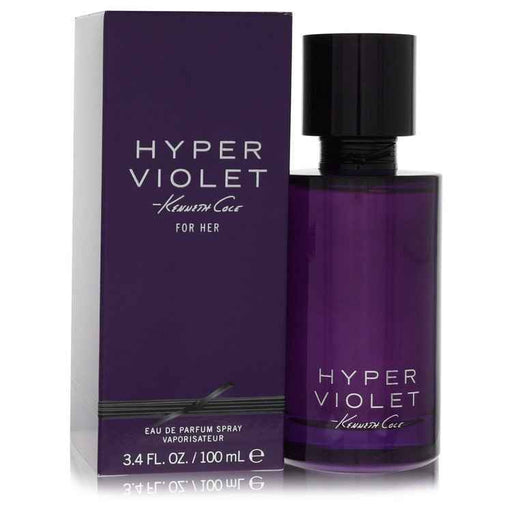 Hyper Violet by Kenneth Cole women’s Eau de Parfum spray, 3.4 oz, featuring a stylish bottle with vibrant violet accents.