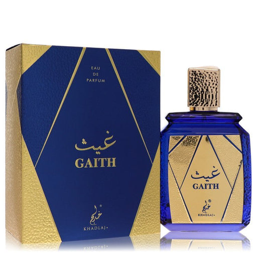 Khadlaj Gaith Eau De Parfum spray 3.4 oz for men and women with a sleek bottle and elegant fragrance design