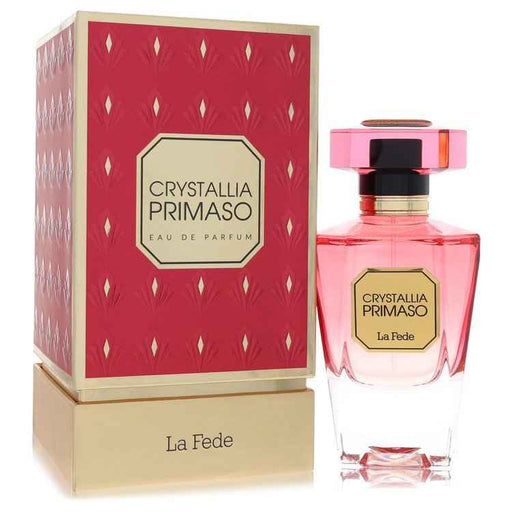 Khadlaj La Fede Crystallia Primaso Eau De Parfum spray for women, 3.4 oz bottle with elegant packaging visible.