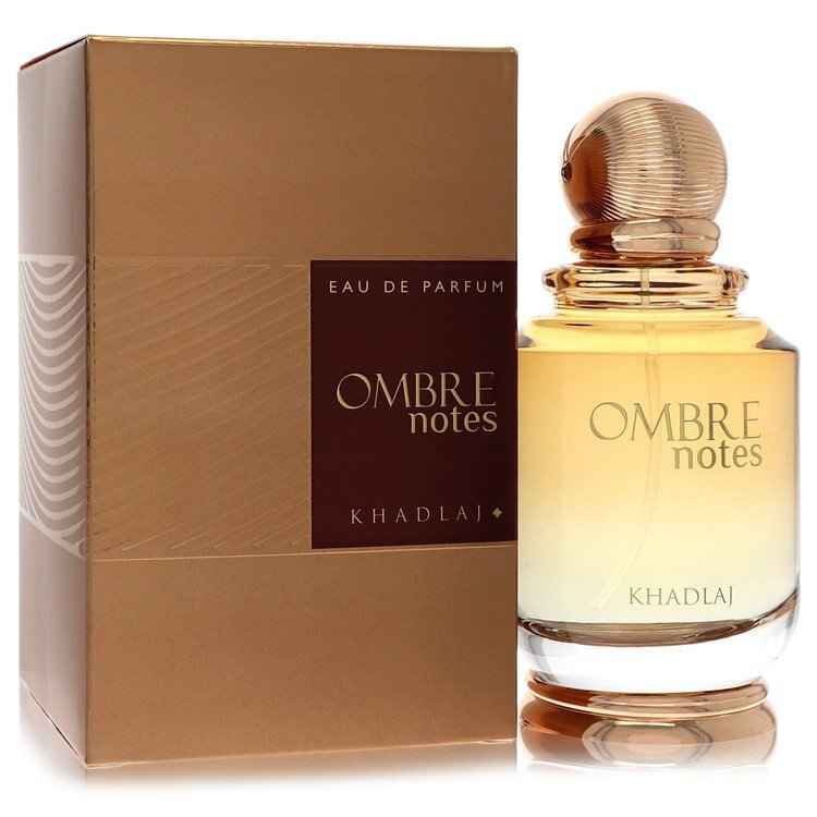 Khadlaj Ombre Notes Eau De Parfum Spray 3.4 oz for men and unisex, featuring a sleek bottle with a modern design.
