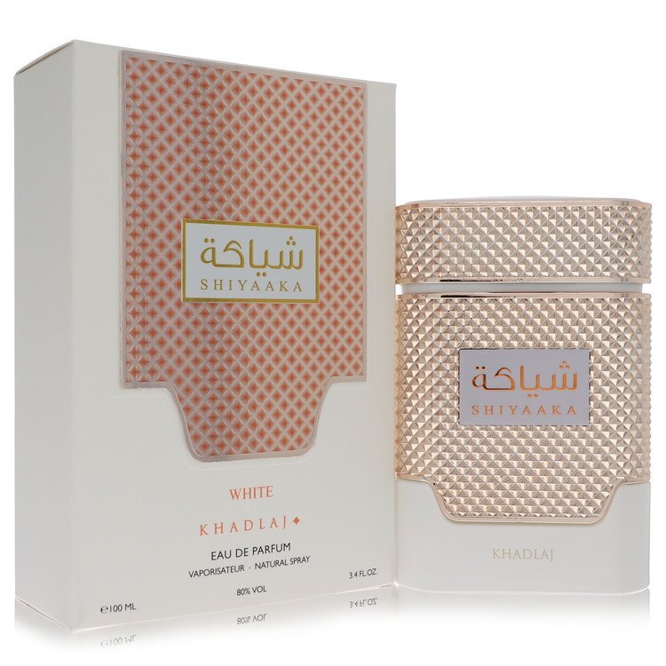 Khadlaj Shiyaaka White Eau De Parfum Spray for men, 3.4 oz bottle with elegant design and classic fragrance notes.