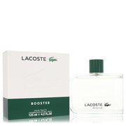 Lacoste Booster Eau De Toilette spray for men in a 4.2 oz bottle, featuring sleek packaging and classic Lacoste branding.