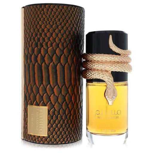 Musamam by Lattafa Eau De Parfum spray 3.4 oz for men and unisex, featuring a sleek bottle and elegant fragrance design.