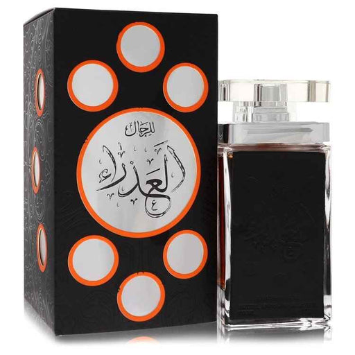 Lattafa Al Azra'a Black Eau De Parfum spray for men and unisex, 3.4 oz bottle, featuring sleek black packaging.