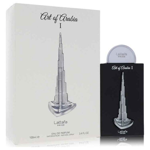 Lattafa Pride Art of Arabia I Eau De Parfum spray 3.4 oz, unisex fragrance bottle with elegant design.