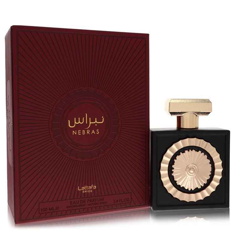 Lattafa Pride Nebras Eau De Parfum spray for men and unisex, 3.4 oz bottle with elegant packaging.