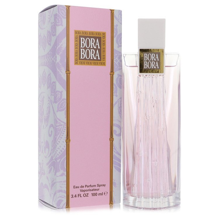 Bora Bora by Liz Claiborne 3.4 oz Eau De Parfum Spray bottle with a tropical-themed design and elegant packaging.