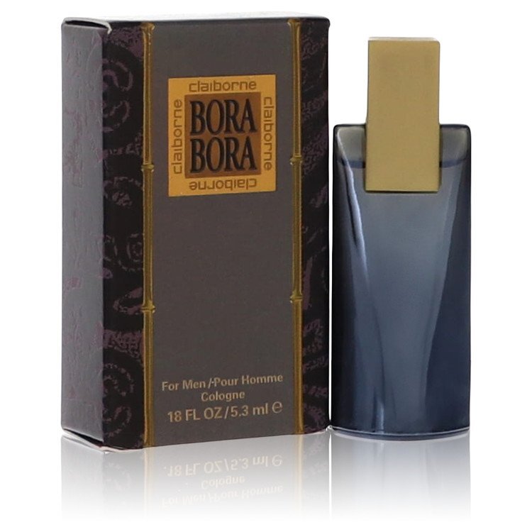 Bora Bora by Liz Claiborne Mini EDT bottle, 0.18 oz, showcasing the sleek design and vibrant colors of the fragrance.