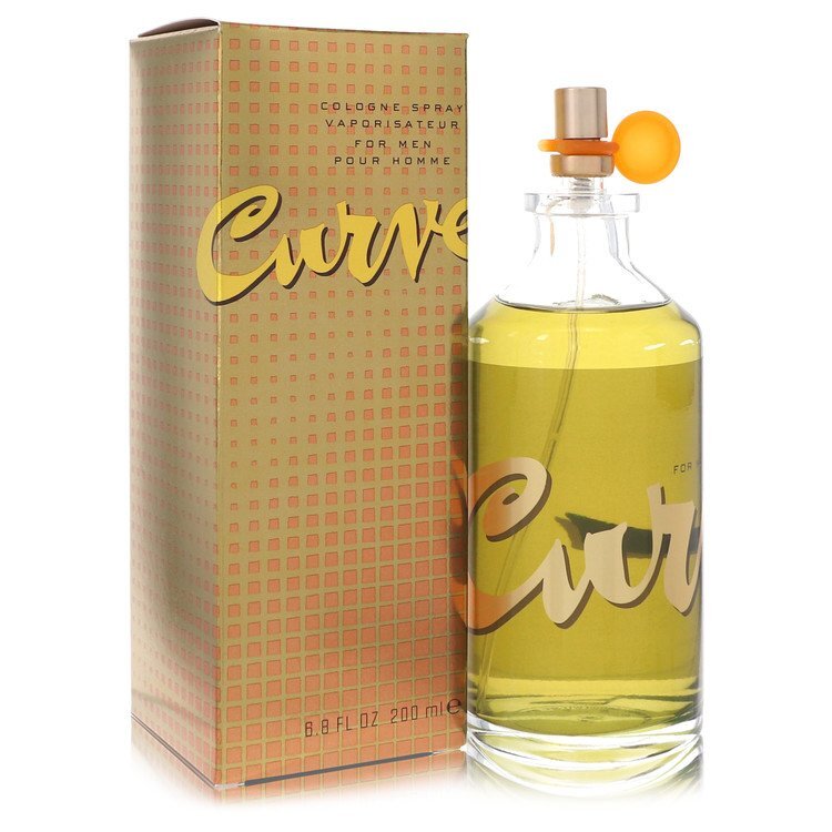 Curve by Liz Claiborne cologne spray bottle for men, 6.8 oz, featuring a sleek design and vibrant packaging.