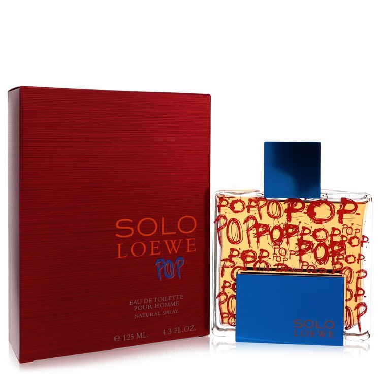 Loewe Solo Loewe Pop Eau De Toilette Spray 4.3 oz bottle with a vibrant design for men.