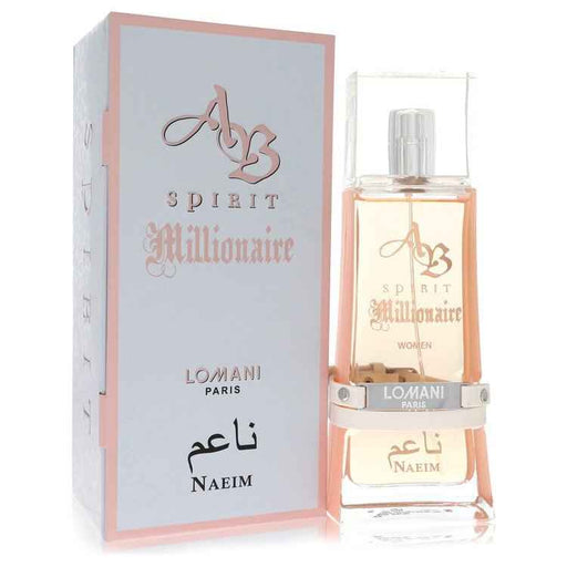 Lomani AB Spirit Millionaire Naeim Eau De Parfum spray for women, 3.3 oz bottle with elegant floral and fruity scent design.