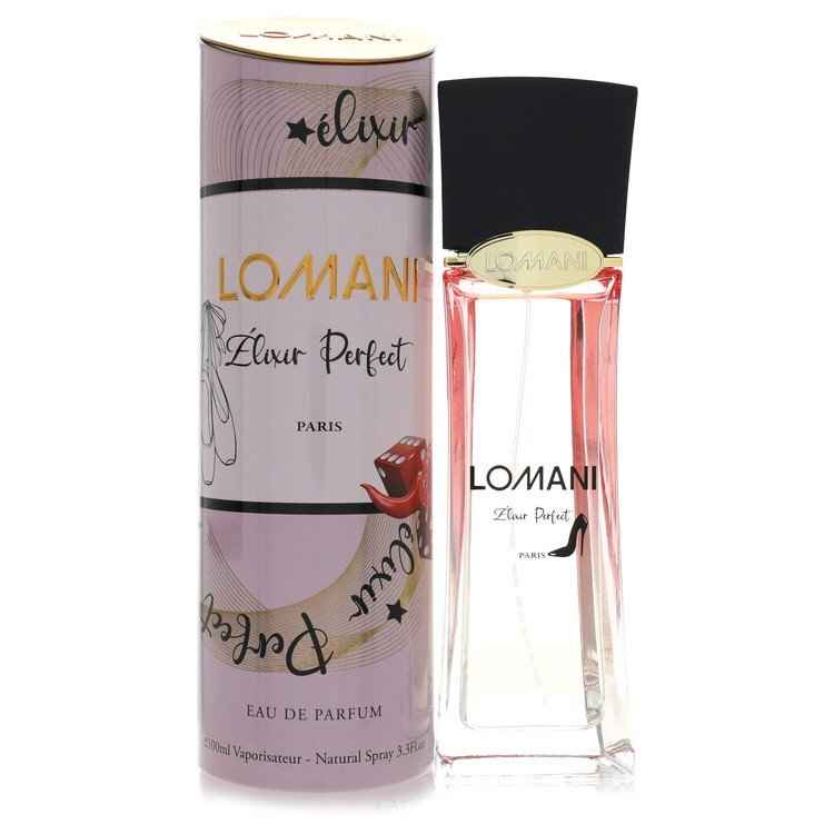 Lomani Elixir Perfect Eau de Parfum spray for women, 3.3 oz bottle, elegant floral fragrance with feminine appeal