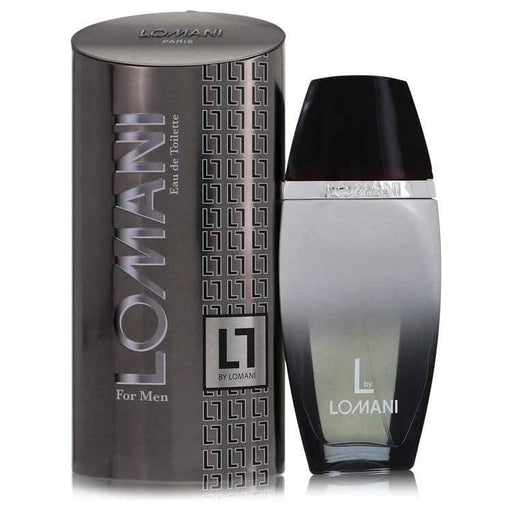 Lomani L Eau De Toilette Spray for Men, 3.4 oz bottle, featuring sleek packaging and classic fragrance design.