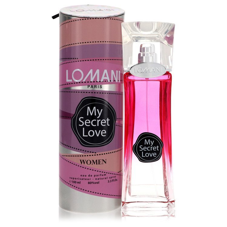 My Secret Love by Lomani Eau De Parfum Spray 3.3 oz bottle with elegant design and floral fragrance.