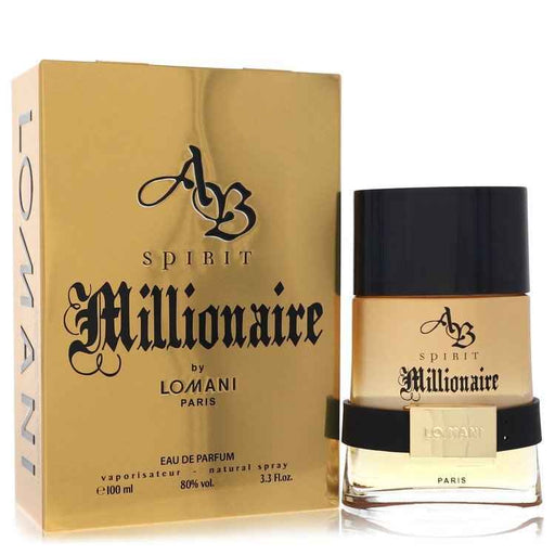 Lomani Spirit Millionaire Eau De Parfum Spray for Men, 3.3 oz bottle, featuring sleek packaging and men's fragrance design.