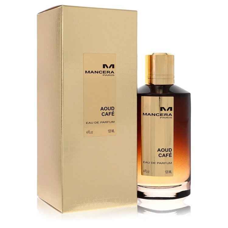 Mancera Aoud Caf Eau de Parfum spray 4 oz for women and unisex, featuring a luxurious fragrance in a sleek bottle.