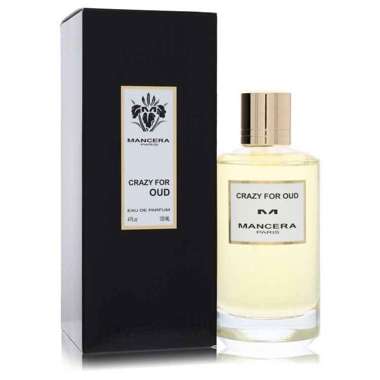 Mancera Crazy for Oud Eau De Parfum spray 4 oz for women and unisex, featuring a luxurious oud fragrance in a sleek bottle.