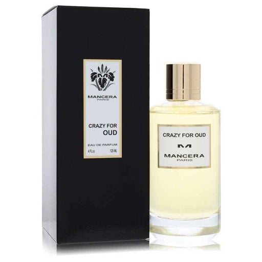 Mancera Crazy for Oud Eau De Parfum spray 4 oz for women and unisex, featuring a luxurious oud fragrance in a sleek bottle.