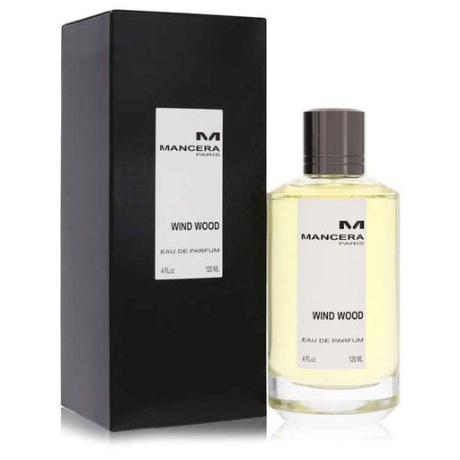 Mancera Wind Wood Eau De Parfum spray for men, 4 oz bottle with elegant packaging and branding visible.