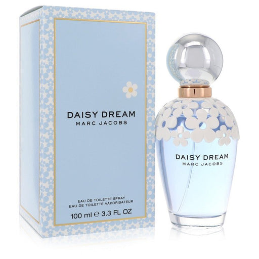 Marc Jacobs Daisy Dream Eau De Toilette spray for women, 3.4 oz, featuring a floral, dreamy fragrance and elegant packaging.