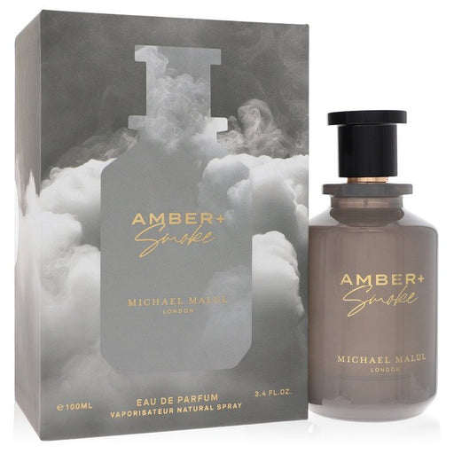 Michael Malul Amber + Smoke Eau De Parfum spray for men, 3.4 oz with amber and smoky scent, in a sleek bottle.