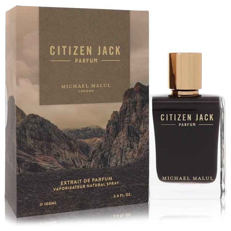 Michael Malul Citizen Jack men's perfume spray, 3.4 oz, featuring a sleek bottle design and modern fragrance.
