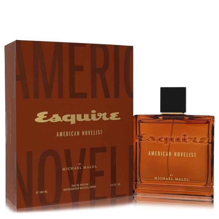 Michael Malul Esquire American Novelist Eau De Parfum spray for men, 3.4 oz bottle, stylish packaging and branding.