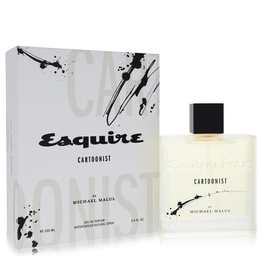 Michael Malul Esquire Cartoonist Eau De Parfum spray for men, 3.4 oz bottle with artistic cartoon design on packaging