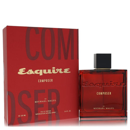 Michael Malul Esquire Composer Eau De Parfum Spray for Men, 3.4 oz bottle with sleek design and elegant packaging.