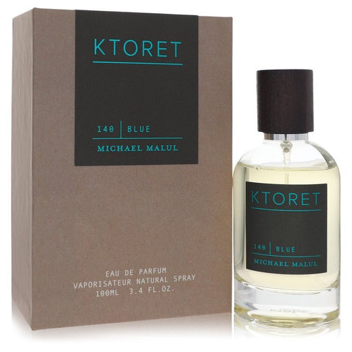 Michael Malul Ktoret 140 Blue Eau de Parfum spray for men, 3.4 oz, featuring a sleek blue bottle design.