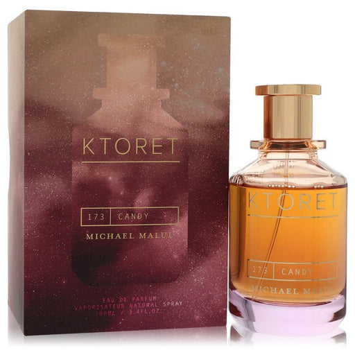 Michael Malul Ktoret 173 Candy Eau De Parfum spray for women, 3.4 oz bottle, elegant fragrance bottle with gold accents.