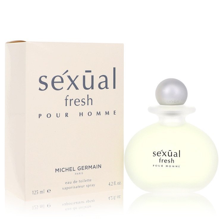 Bottle of Sexual Fresh by Michel Germain Eau De Toilette Spray for men, featuring a sleek design and 4.2 oz size.