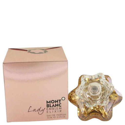 Lady Emblem Elixir by Mont Blanc Eau de Parfum spray, 2.5 oz, featuring elegant bottle design for women.