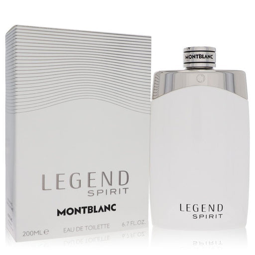 Mont Blanc Legend Spirit Eau de Toilette spray for men, 6.7 oz, featuring the iconic Mont Blanc branding and sleek bottle design.