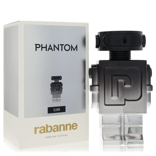 Paco Rabanne Phantom Elixir men’s parfum intense spray in 3.4 oz bottle showing sleek packaging and brand logo.
