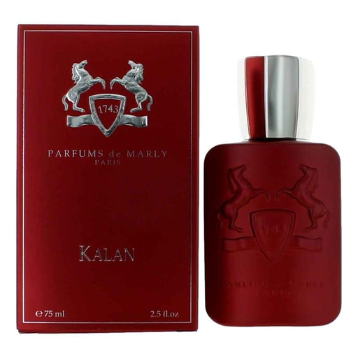 Kalan by Parfums de Marly Eau De Parfum spray for men, 2.5 oz bottle, featuring elegant fragrance packaging and design.