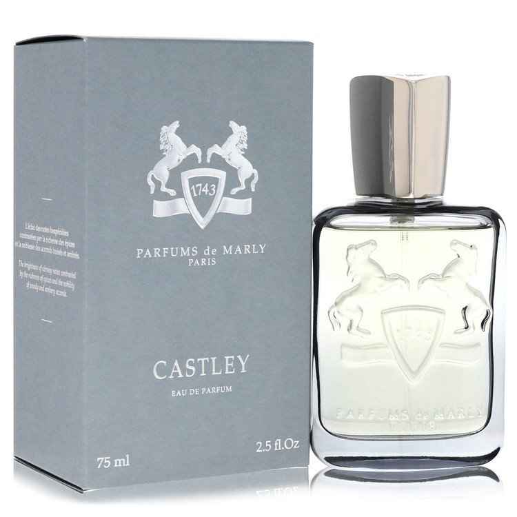 Castley by Parfums De Marly Eau de Parfum spray for men, 2.5 oz bottle, with elegant packaging and classic design.