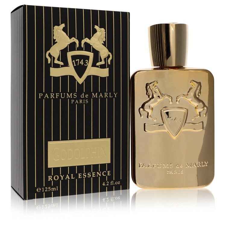 Godolphin by Parfums de Marly Eau De Parfum spray for men, 4.2 oz bottle with elegant packaging visible.