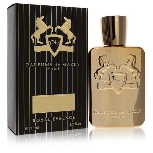 Godolphin by Parfums de Marly Eau De Parfum spray for men, 4.2 oz bottle with elegant packaging visible.