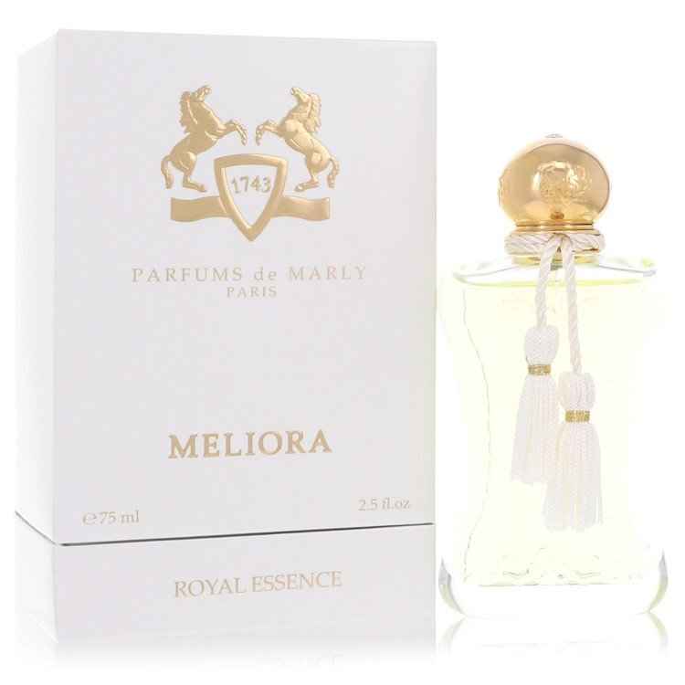 Meliora Eau de Parfum Spray by Parfums de Marly for women, 2.5 oz, elegant glass bottle with floral and woody fragrance accents.