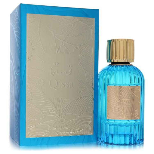 Qissa Eau De Parfum Spray by Paris Corner, 3.4 oz, unisex fragrance bottle with elegant design, suitable for men and women.