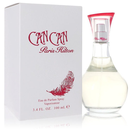 Paris Hilton Can Can Eau De Parfum Spray 3.4 oz bottle with a stylish design, showcasing the fragrance for women.