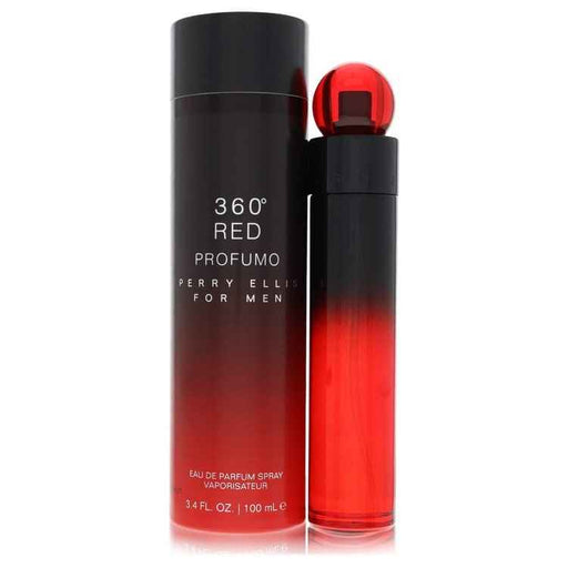 Perry Ellis 360 Red Profumo Eau De Parfum spray for men, 3.4 oz bottle with red and silver design.