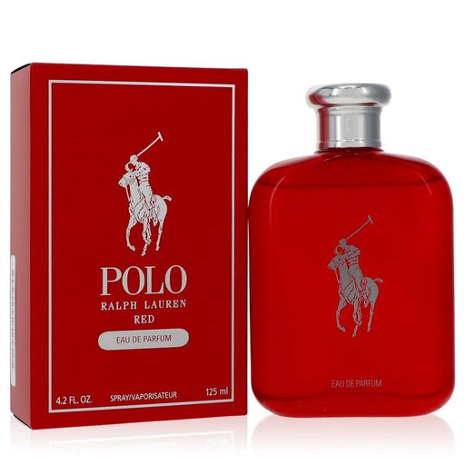 Ralph Lauren Polo Red Eau De Parfum Spray for Men, 4.2 oz bottle, sleek design with red accents and classic Ralph Lauren branding.