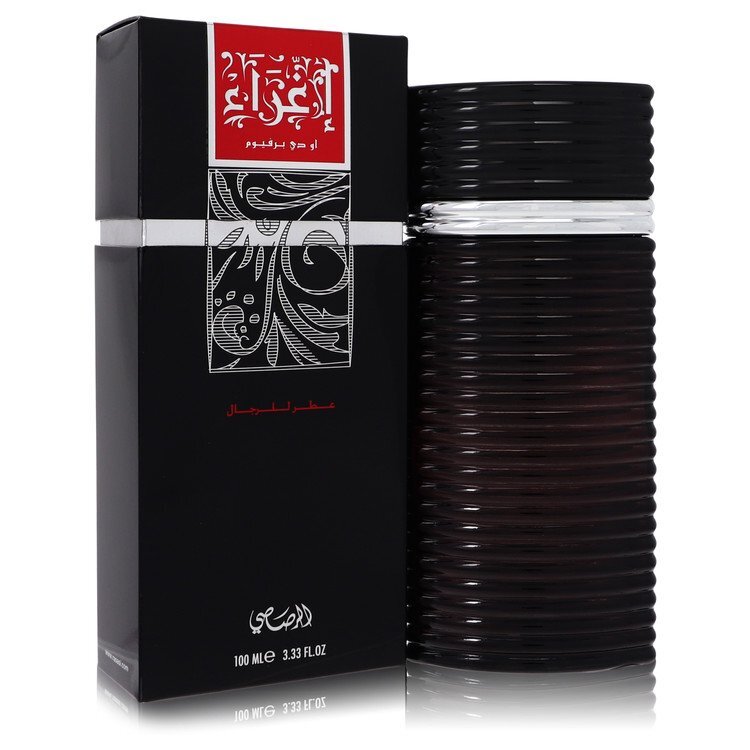 Egra by Rasasi Eau De Parfum Spray 3.4 oz for men in a sleek glass bottle with an elegant design.