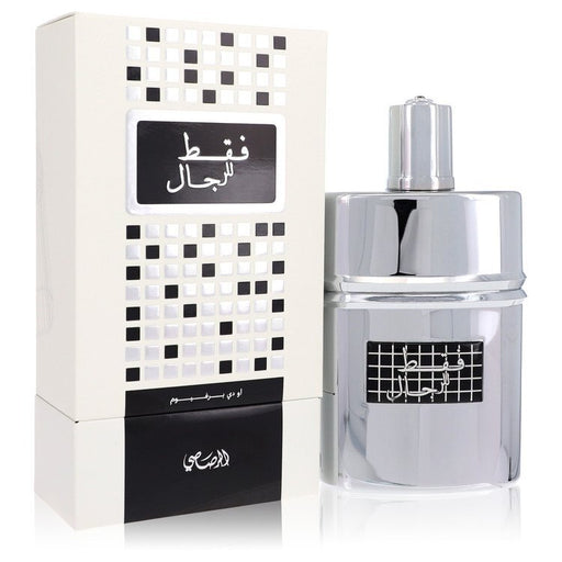Faqat Lil Rijal by Rasasi 1.7 oz Eau De Parfum Spray for men in a sleek bottle with a sophisticated design.