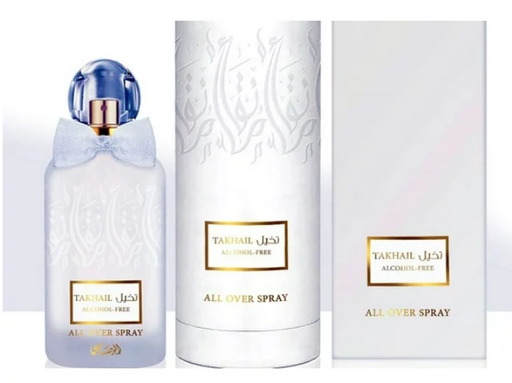 Rasasi Takhail All Over Perfume in 3.4 oz bottle, showcasing a floral design, perfect for women and unisex use.