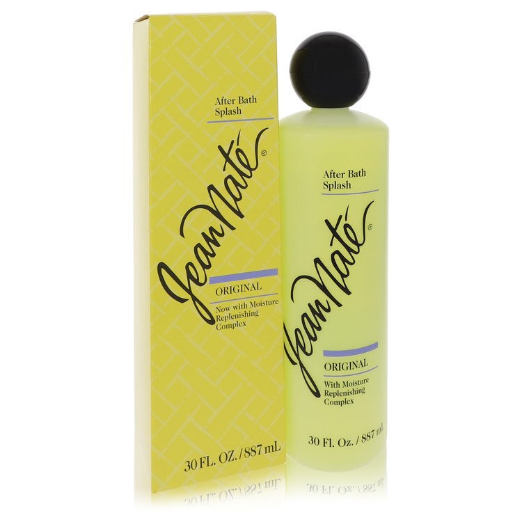 Jean Nate by Revlon After Bath Splash 30 oz bottle with a yellow label and refreshing floral design.
